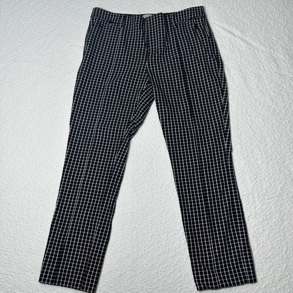 Anthropologie Essential Slim Plaid Career Casual Pants Black White Size 6‎